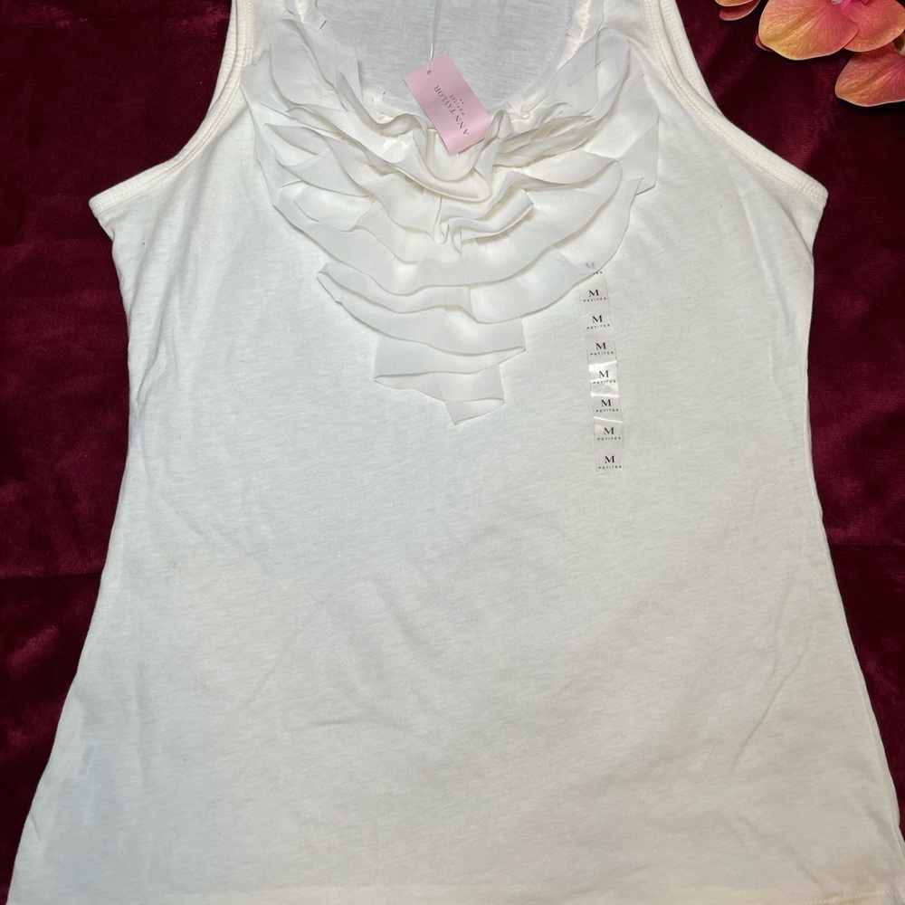 White Ruffled Tank Top